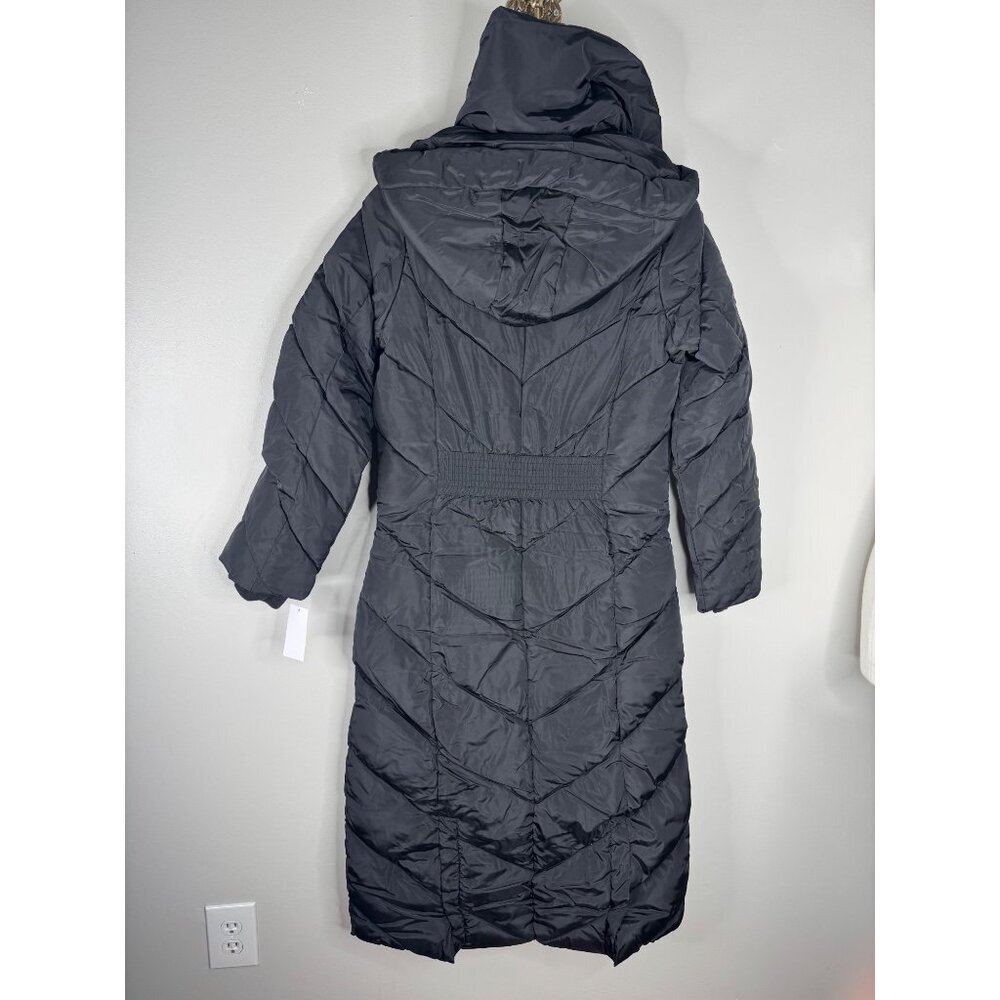 NWT Steve Madden Women's Black Chevron Puffer Long Winter Coat Size XS - Picture 7 of 9